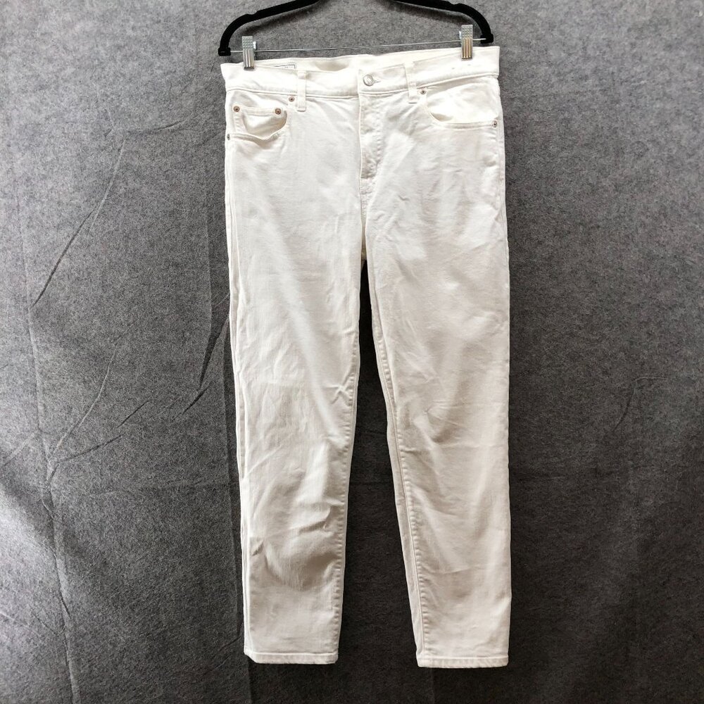 Gap Girlfriend Mid Rise White Jeans Womens‎ 8 / 29 Stretch